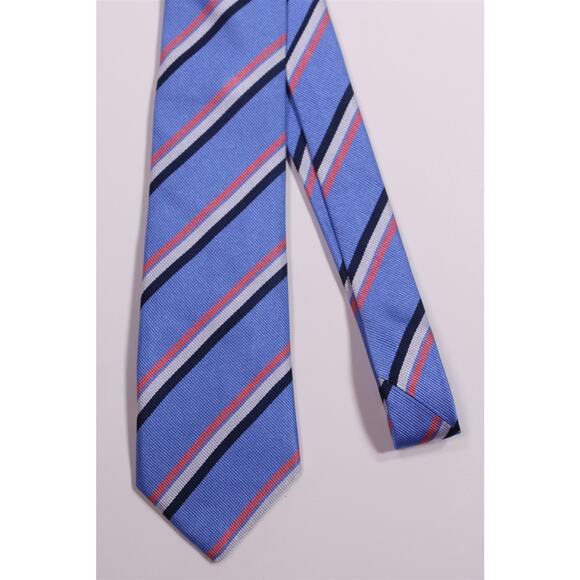 Charles Tyrwhitt Blue Striped Silk Necktie Tie Handmade in England - Picture 3 of 6